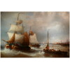 MUSIN François Ecole Belge 19è Marine Navires Quittant Le Port Peinture XIXè Huile Toile Signée 11