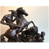 « Cavalier arabe sauvant un homme attaqué par un lion » Sculpture en Bronze par Aimé Millet, XIXème 17