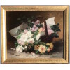 CAUCHOIX Eugène Bouquet de roses dans un panier huile sur toile signée 13