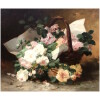 CAUCHOIX Eugène Bouquet de roses dans un panier huile sur toile signée 14