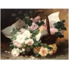 CAUCHOIX Eugène Bouquet de roses dans un panier huile sur toile signée 15