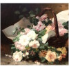 CAUCHOIX Eugène Bouquet de roses dans un panier huile sur toile signée 16