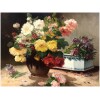 CAUCHOIX Eugène Bouquet de roses et sa jardinière huile sur toile signée 15