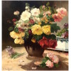 CAUCHOIX Eugène Bouquet de roses et sa jardinière huile sur toile signée 14