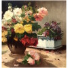 CAUCHOIX Eugène Bouquet de roses et sa jardinière huile sur toile signée 13