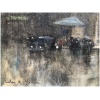 Herve Jules Tableau Impressionniste 20è Paris Porte St Martin Grands Boulevards huile toile signée 14