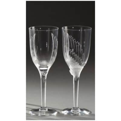 Marc Lalique : Deux flûtes à champagne ” Ange ” en Cristal