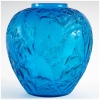 René Lalique (1860-1945) : Vase ” Perruches ” Verre Bleu 11