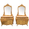 Paire de commodes avec miroirs en bois doré et dessus en marbre, XIXe 8