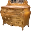 Paire de commodes avec miroirs en bois doré et dessus en marbre, XIXe 10