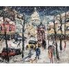 GENIN LUCIEN Paris Montmartre La Place du Tertre en hiver Huile sur toile signée 13