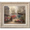 CORTES Edouard Peinture Française Le marché aux fleurs de La Madeleine Huile sur panneau signée 23