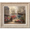 CORTES Edouard Peinture Française Le marché aux fleurs de La Madeleine Huile sur panneau signée 25