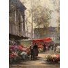 CORTES Edouard Peinture Française Le marché aux fleurs de La Madeleine Huile sur panneau signée 28