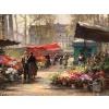 CORTES Edouard Peinture Française Le marché aux fleurs de La Madeleine Huile sur panneau signée 22