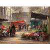 CORTES Edouard Peinture Française Le marché aux fleurs de La Madeleine Huile sur panneau signée 21