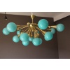 Lustre demi spoutnik en verre bleu turquoise 20