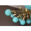 Lustre demi spoutnik en verre bleu turquoise 30