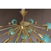 Lustre demi spoutnik en verre bleu turquoise 34