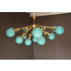 Lustre demi spoutnik en verre bleu turquoise 36