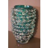 Ancien vase en verre Cénédese Murano bleu-vert turquoise rostrato 42