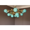 Lustre demi spoutnik en verre bleu turquoise 22