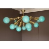 Lustre demi spoutnik en verre bleu turquoise 24