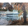 CHIGOT Eugène Tableau Français Le moulin à eau sur la rivière Huile toile signée Certificat 13