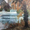 CHIGOT Eugène Tableau Français Le moulin à eau sur la rivière Huile toile signée Certificat 19