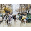 Galien Laloue Peinture 20è Paris Le Marché Aux Fleurs De La Madeleine Gouache Aquarellée Signée 20