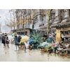 Galien Laloue Peinture 20è Paris Le Marché Aux Fleurs De La Madeleine Gouache Aquarellée Signée 26