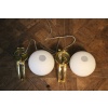 Paire de globes modernes en laiton et verre de Murano blanc, style Stilnovo 26