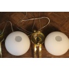 Paire de globes modernes en laiton et verre de Murano blanc, style Stilnovo 27