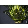 Paire d’appliques de style Barovier en verre de Murano vert olive avec feuilles et laiton 15