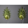 Paire d’appliques de style Barovier en verre de Murano vert olive avec feuilles et laiton 19