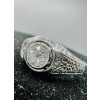 Bague chevalière En Or Blanc 18 Carat Sertie en son centre d’Un Diamant Taille Ancienne pour 1 Carat Environ 15