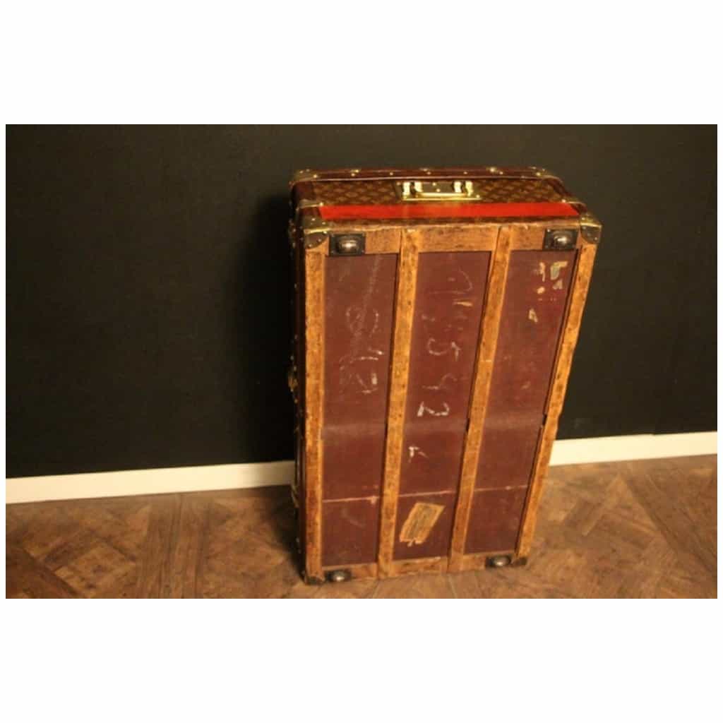 A Louis Vuitton wardrobe trunk, covered in LV monogram canvas and