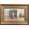 GALIEN LALOUE Eugène Peinture Française 20è siècle Paris Animation sur les Champs Elysées et l’Arc de Triomphe Gouache Signée 13