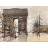 GALIEN LALOUE Eugène Peinture Française 20è siècle Paris Animation sur les Champs Elysées et l’Arc de Triomphe Gouache Signée 16