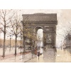 GALIEN LALOUE Eugène Peinture Française 20è siècle Paris Animation sur les Champs Elysées et l’Arc de Triomphe Gouache Signée 21