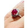 Bague En Or 18 Carat Sertie d’Un Cabochon De Rubis Entouré De Diamants 14