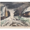 VLAMINCK Maurice de Rue de village enneigée Estampe originale signée et numérotée. 15