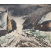 VLAMINCK Maurice de Rue de village enneigée Estampe originale signée et numérotée. 14