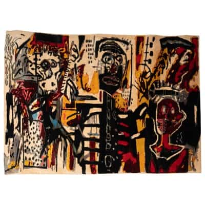 D’après Jean-Michel Basquiat. Tapis, ou tapisserie « Notary ». Travail contemporain.