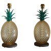 Paire de lampes de table ananas en verre de Murano de couleur vert émeraude et ambre 18