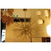 Lustre Spoutnik extra large en laiton et fleurs en cristal transparent 39