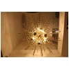 Lustre Spoutnik extra large en laiton et fleurs en cristal transparent 29
