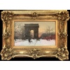 GALIEN LALOUE Peinture Française 20è Paris Les Champs Elysées Et l’Arc De Triomphe en hiver Gouache signée Certificat d’authenticité 20