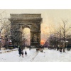 GALIEN LALOUE Peinture Française 20è Paris Les Champs Elysées Et l’Arc De Triomphe en hiver Gouache signée Certificat d’authenticité 26