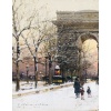 GALIEN LALOUE Peinture Française 20è Paris Les Champs Elysées Et l’Arc De Triomphe en hiver Gouache signée Certificat d’authenticité 31